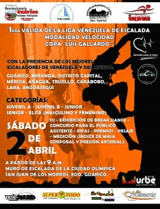Poster 1ra Valida de velocidad Liga Venezuela de Escalada 2011