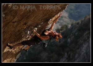 Escaladora Begoña Milla de Zaragoza en Alquezar