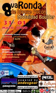 Competencia escalada boulder 8va Ronda de Bloque Pucón 2013 en Chile