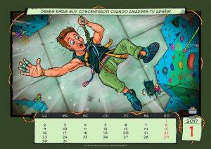 Calendario 2017 ilustraciones de escalada con Climber's Fingers