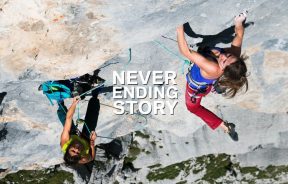 Video escalada multilargo: Barbara Zangerl y Nina Caprez escalando Neverending Story 8b+ en Suiza