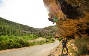 Alberto Raho en Miguel el casero 7c+ en Margalef - Foto Edgar Medinas